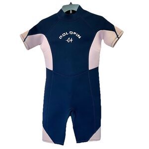 Goldfin Wetsuit Youth Girls 16 Neoprene Nylon Pink & Blue Surf Scuba Water Sport